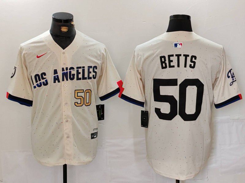 Men Los Angeles Dodgers #50 Betts Cream Fashion Nike Game MLB Jersey style 7011->los angeles dodgers->MLB Jersey
